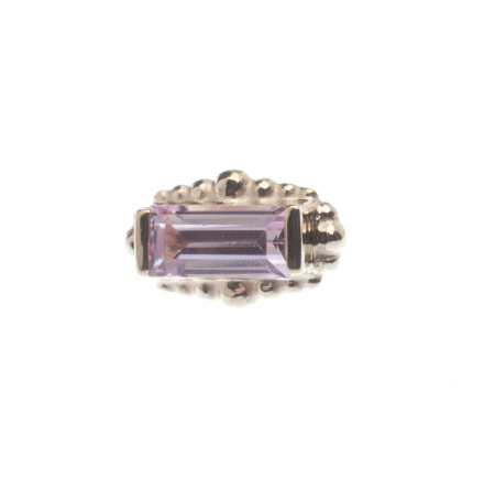 Pin with Baguette and Tiny Graduating Bead Accents - 4x2mm,4x2mm Pink CZ Baguett