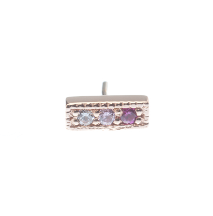 Pin with 3 Gem Micro Pav Strip - 3x 1.25mm Gems-MILLGRAIN EDGES-GRADIENT GEMS