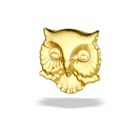 "Owl Head"- 5.2 mm, 14k gold, push pin.