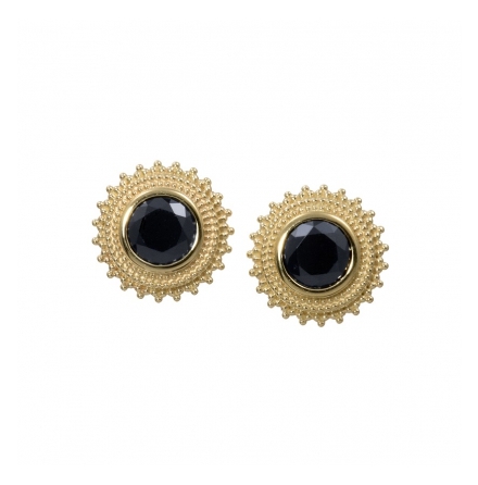Afghan 8mm in yellow 14k gold, threaded with BlackCZ