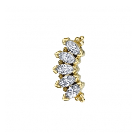 14k MARQUISE PANARAYA CZ 3x1.5mm gems, for 16g (1.2mm)