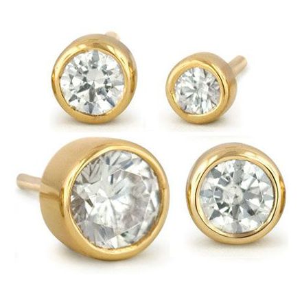 14k yellow gold Bezel-set CZ