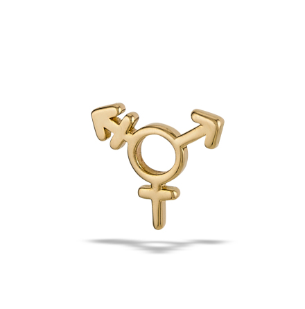 14k Yellow gold Transgender symbol