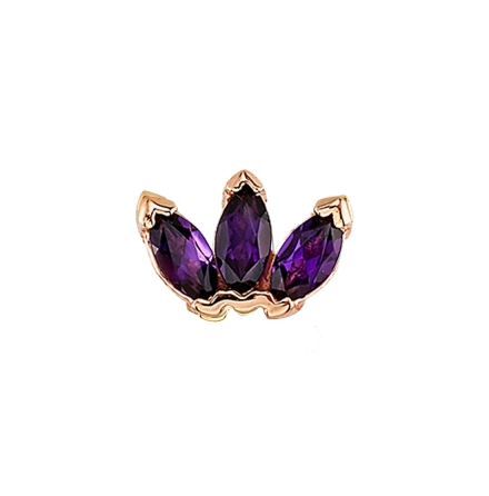 14K Marquise fan 3x1.5mm SANDBLASTED AMETHYST AA, push fitt 25g yellow gold