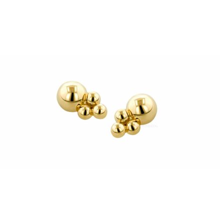 18K Gold Desta with two cluster of three 2mm beads, push pin