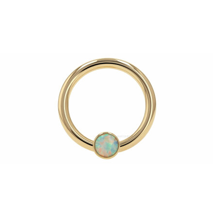 18 k yellow gold, 18g1/4´ 2.5mm WCZ Bezel Faceted Gem Fixed Bead Ring
