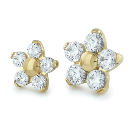 18K Yellow Gold Flower with CZ