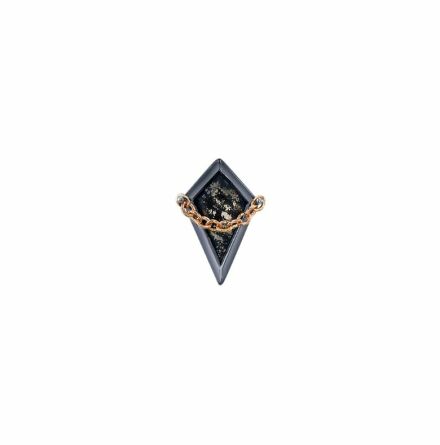 14k Captain Sandblasted Black Gold Bezel with Gold Chain and 7x4mm Pyrite Kite