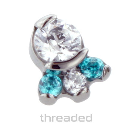 TI 14g threaded Carina with 2mm & 1mm gems WCZ