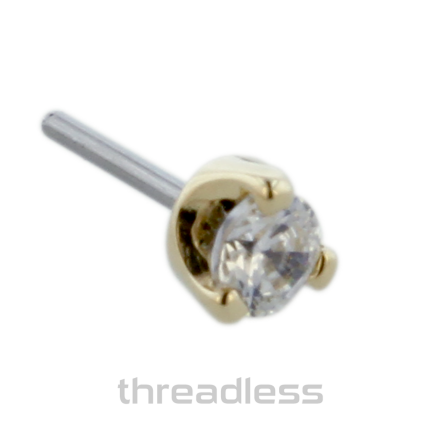 18K Gold Threadless 3 Prong-set