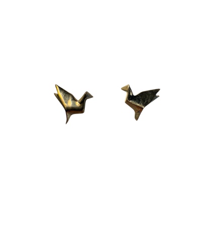 14K Yellow Gold Origami Bird